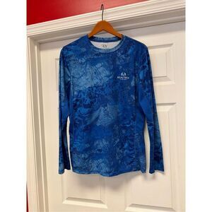 Realtree Fishing Blue Long Sleeve Wick Away Long Sleeve Shirt sz S EUC